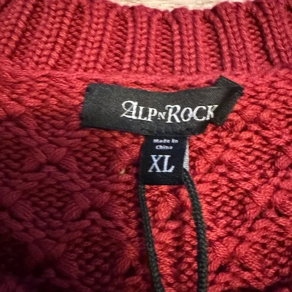 NWT Alp N Rock Selena II Crew Neck Sweater Deep Red Fair Isle Winter Ski XL